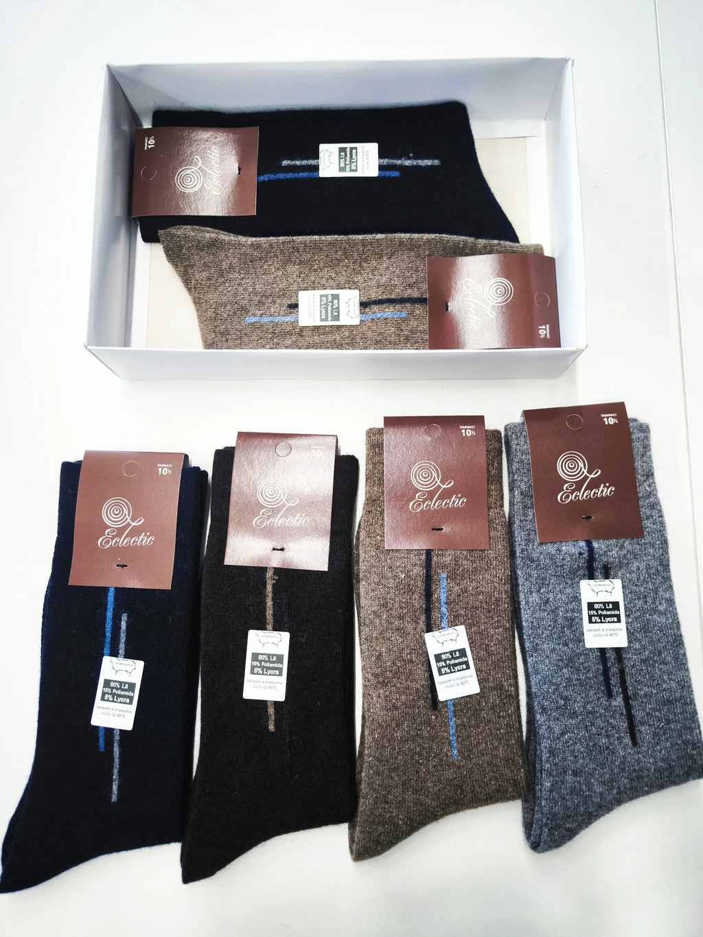 Meia Lambswool Tricolor com Punho Normal box caixa - Ref. 5040 - Senhor Peúgas