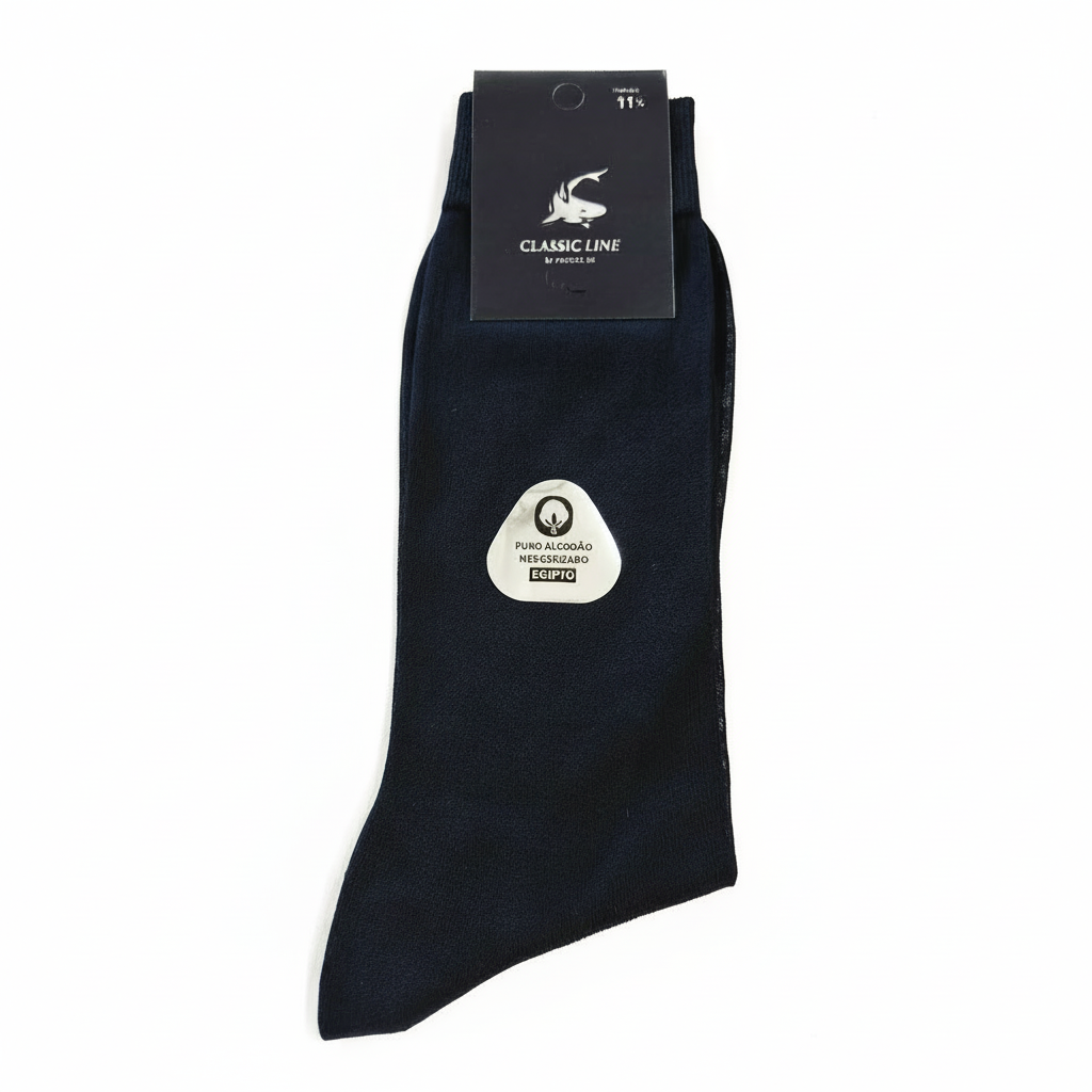 Meias premium algodão mercerizado azul marinho liso Ref. 807 Senhor Peúgas