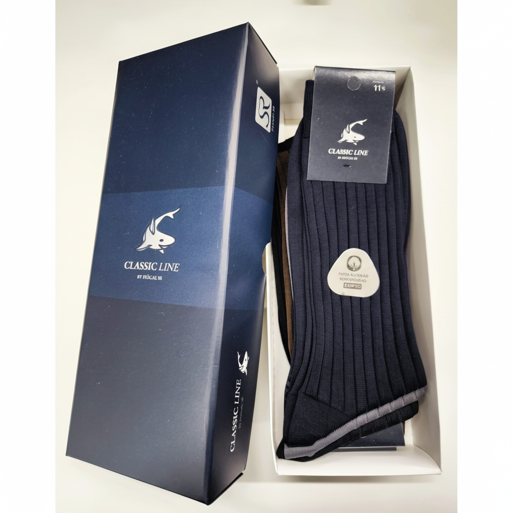 Caixa presente meias algodão mercerizado canelado sortido CLASSIC LINE Ref. 902 Senhor Peúgas