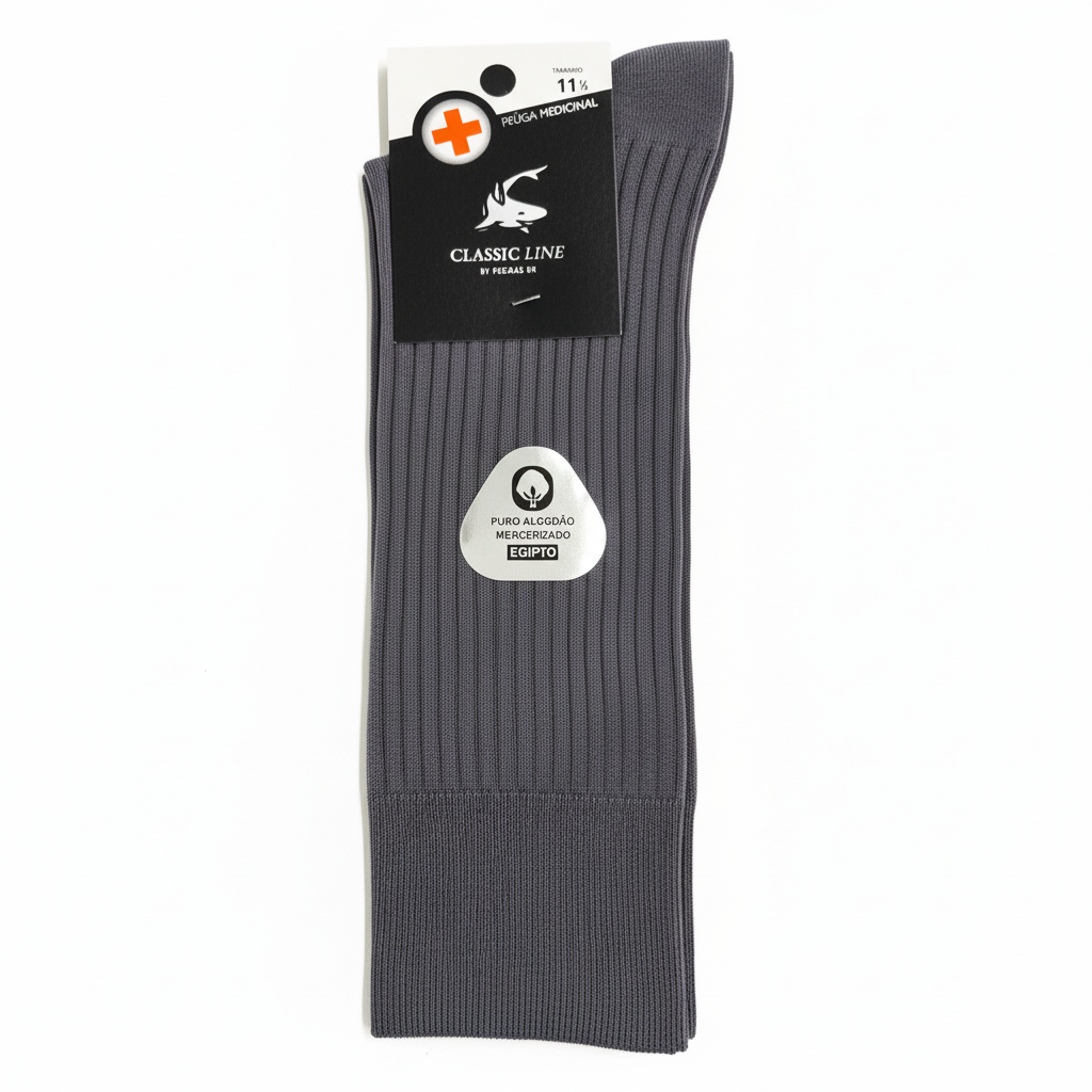 Grisalho → Meias premium algodão mercerizado canelado punho medicinal grisalho Ref. 905 Senhor Peúgas