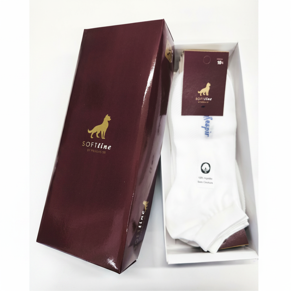Caixa presente soquete lisa algodão SRespir branco SOFTline Ref. 1010 Senhor Peúgas