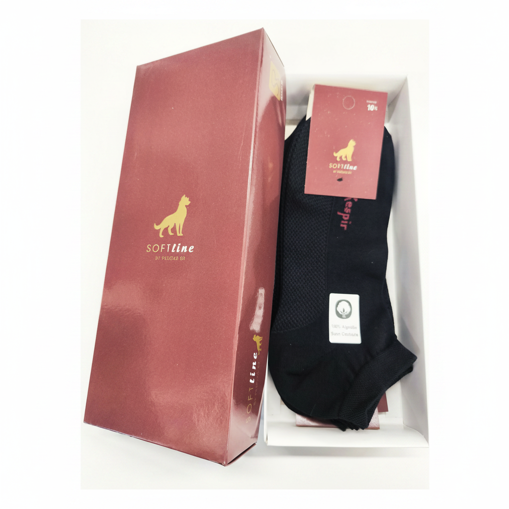 Caixa presente soquete lisa algodão SRespir preto SOFTline Ref. 1010 Senhor Peúgas