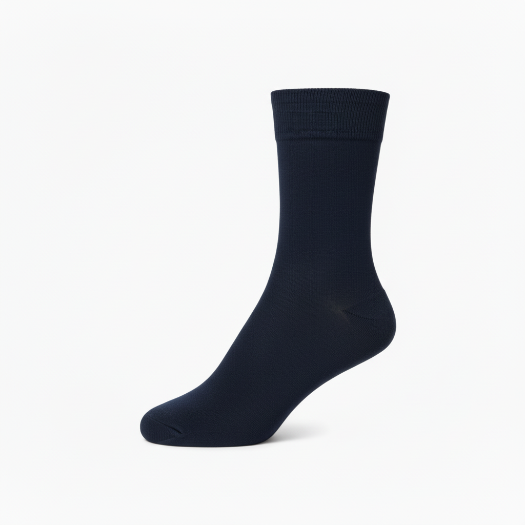 Meias Algodão Punho Medicinal Liso Seamless – Azul Marinho – Ref. 820 – Senhor Peúgas