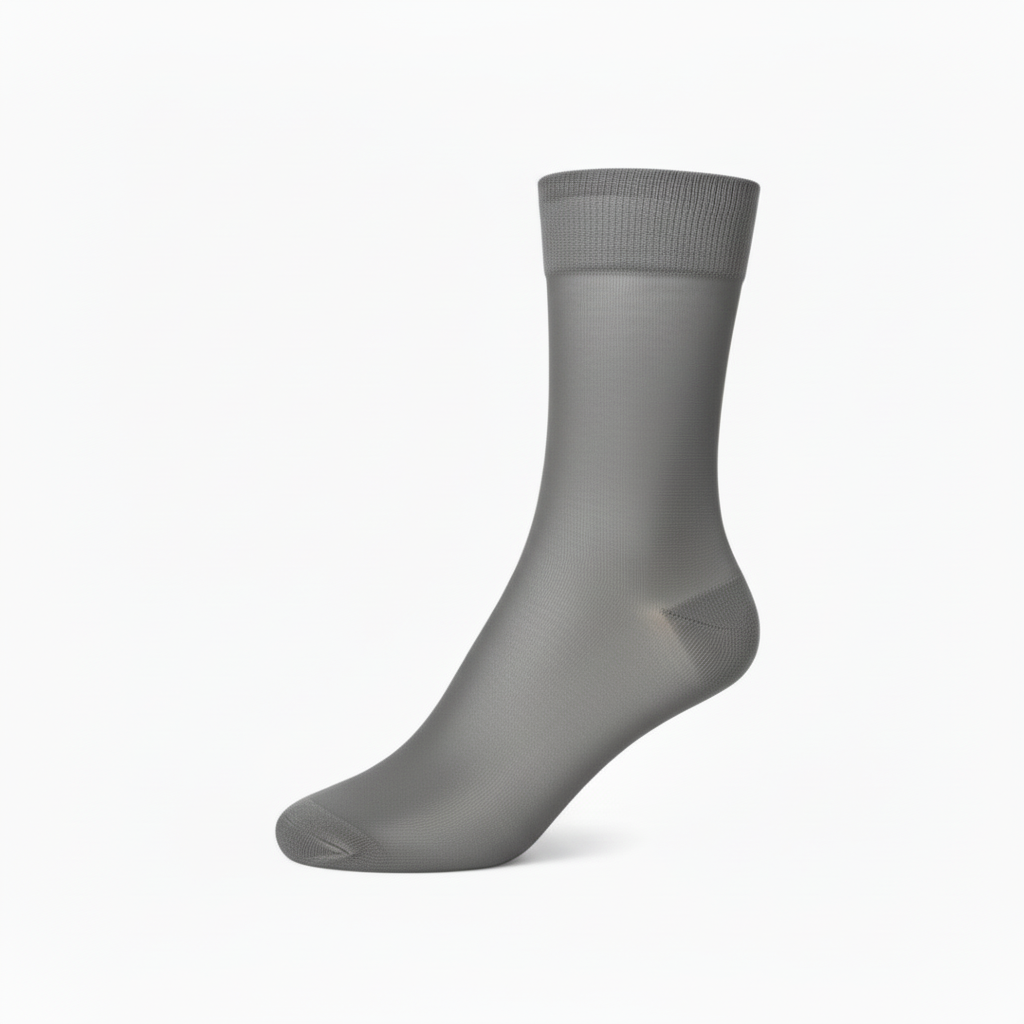 Meias Algodão Punho Medicinal Liso Seamless – Cinza Médio Grisalho – Ref. 820 – Senhor Peúgas
