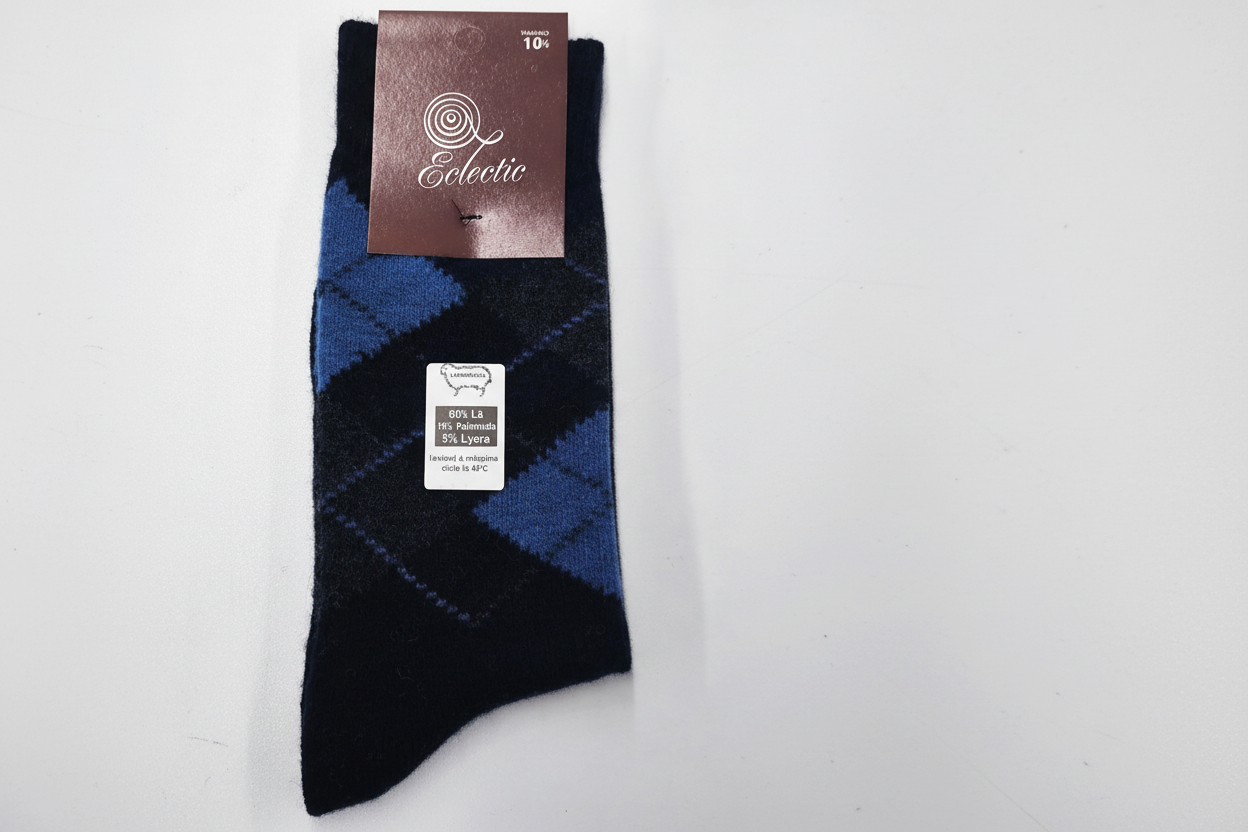 Meias Lambswool Xadrez Azul Marinho - Ref. 5035 - Senhor Peugas