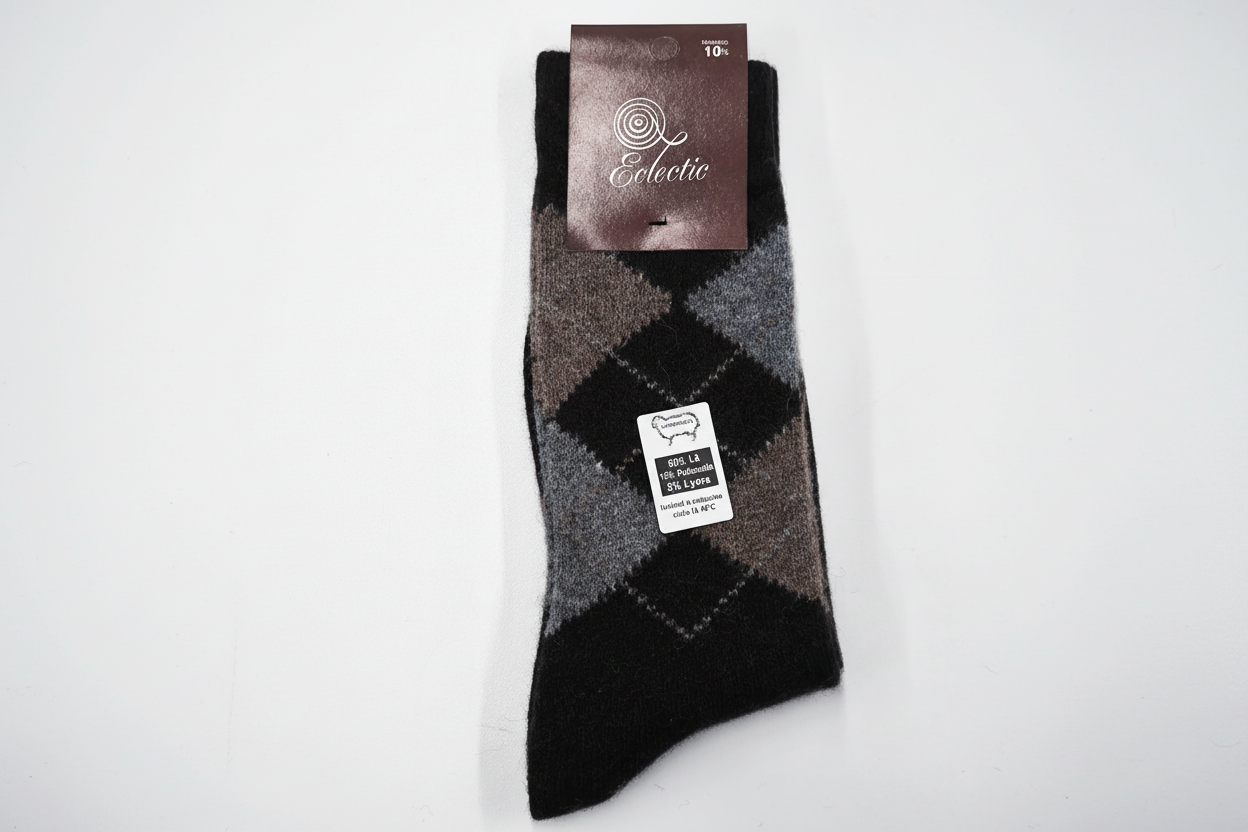 Meias Lambswool Xadrez Castanho Bege - Ref. 5035 - Senhor Peugas