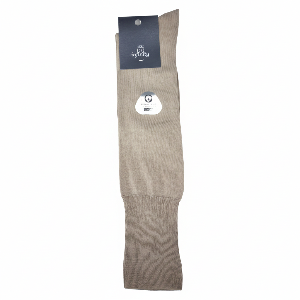 Meias executivas premium algodão Fil d'Escócia liso bege liso Ref. 807ML Senhor Peúgas