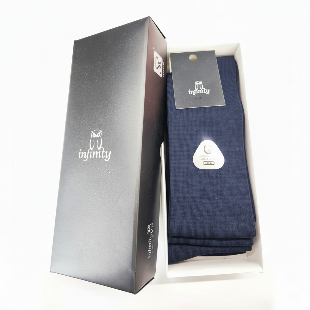 Caixa premium meias executivas algodão Fil d'Escócia liso azul marinho INFINITY LINE Ref. 807ML Senhor Peúgas
