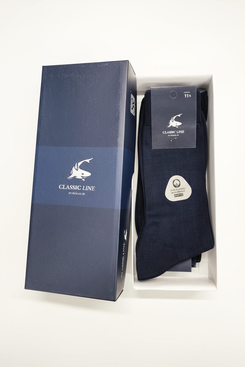 Caixa premium meias algodão mercerizado azul marinho CLASSIC LINE Ref. 807 Senhor Peúgas