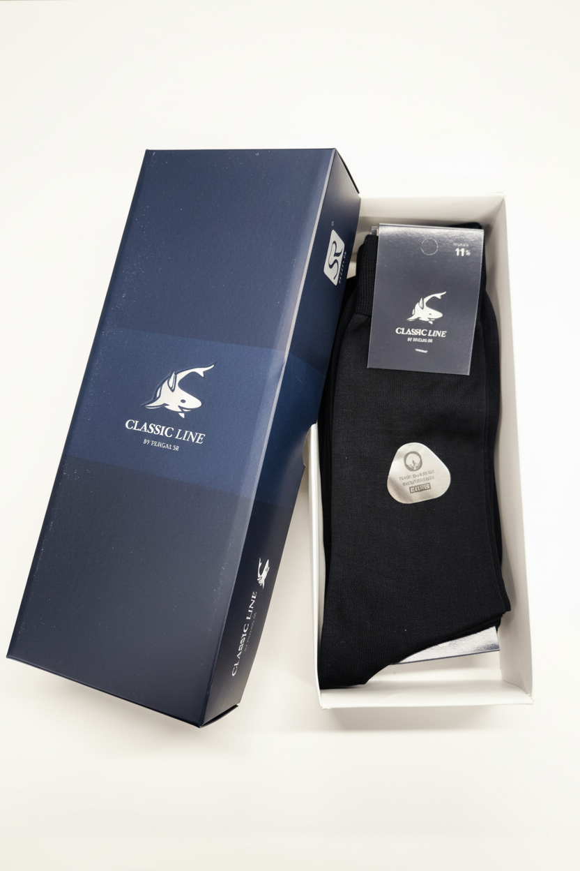 Caixa premium meias algodão mercerizado preto CLASSIC LINE Ref. 807 Senhor Peúgas