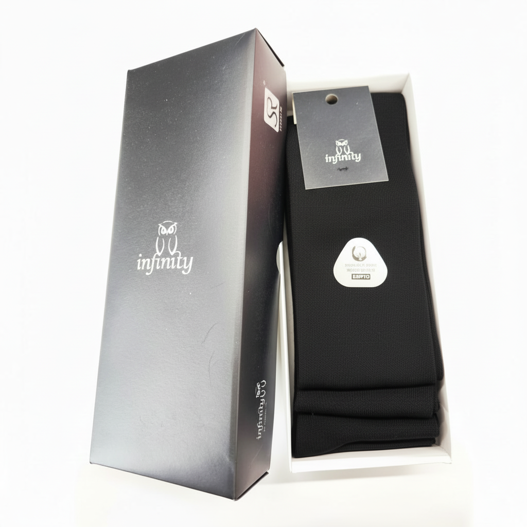 Caixa premium meias executivas algodão Fil d'Escócia liso  preto INFINITY LINE Ref. 807ML Senhor Peúgas