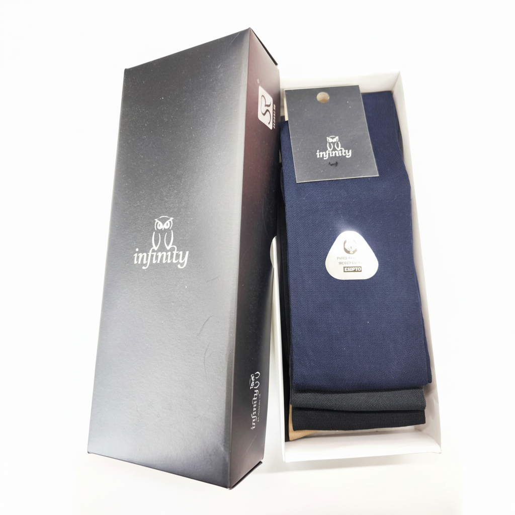 Caixa premium meias executivas algodão Fil d'Escócia liso sortido INFINITY LINE Ref. 807ML Senhor Peúgas