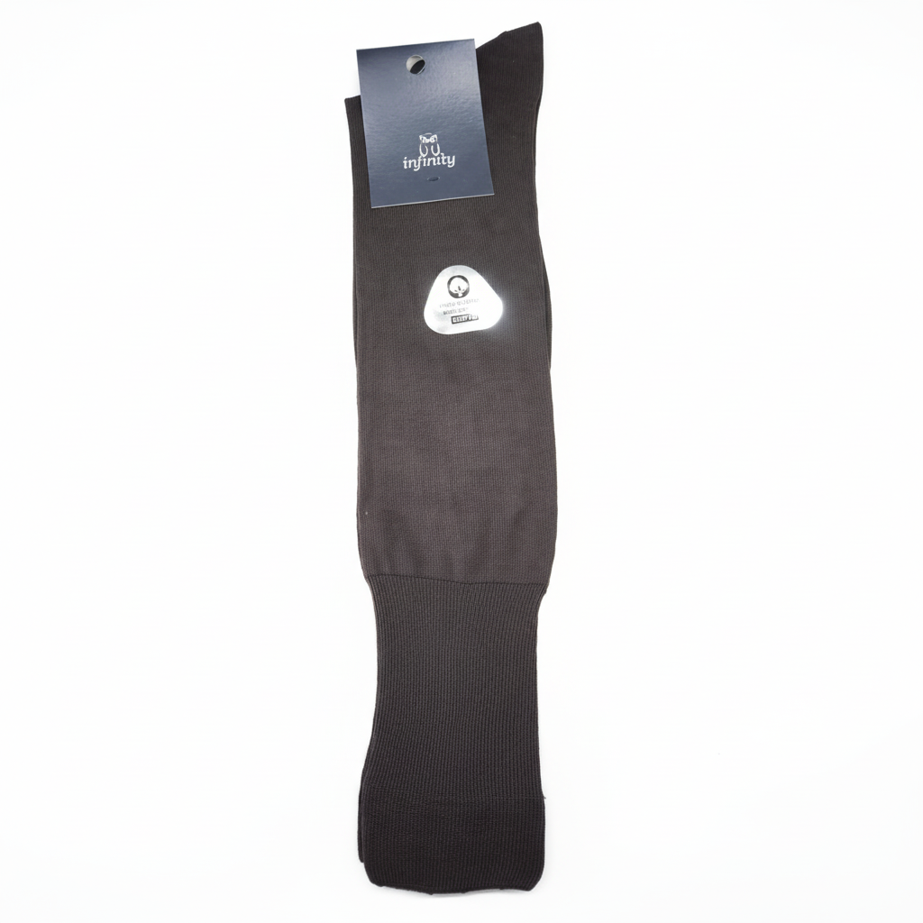 Meias executivas premium algodão Fil d'Escócia liso castanho liso Ref. 807ML Senhor Peúgas