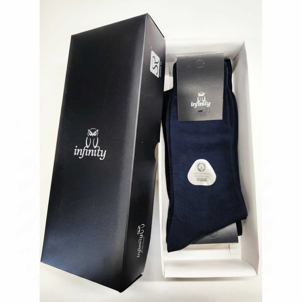  Caixa presente meia lisa extra fina algodão Fil d'Escócia marinho INFINITY Ref. 808 Senhor Peúgas 