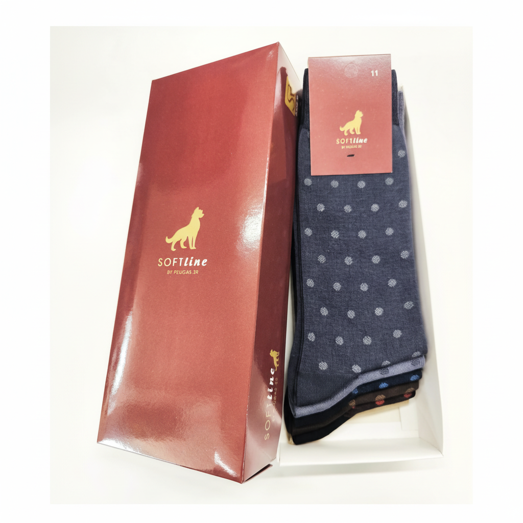 Meias de Algodão Ref. 2602 Embalagem Box Sortido Micro-Jacquard Senhor Peúgas