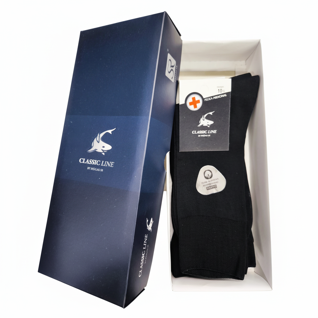 Caixa premium meias algodão mercerizado preto CLASSIC LINE Ref. 906 Senhor Peúgas