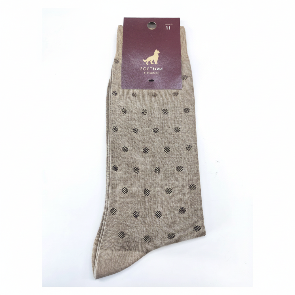 Meias de Algodão Ref. 2602 Bege Micro-Jacquard Senhor Peúgas