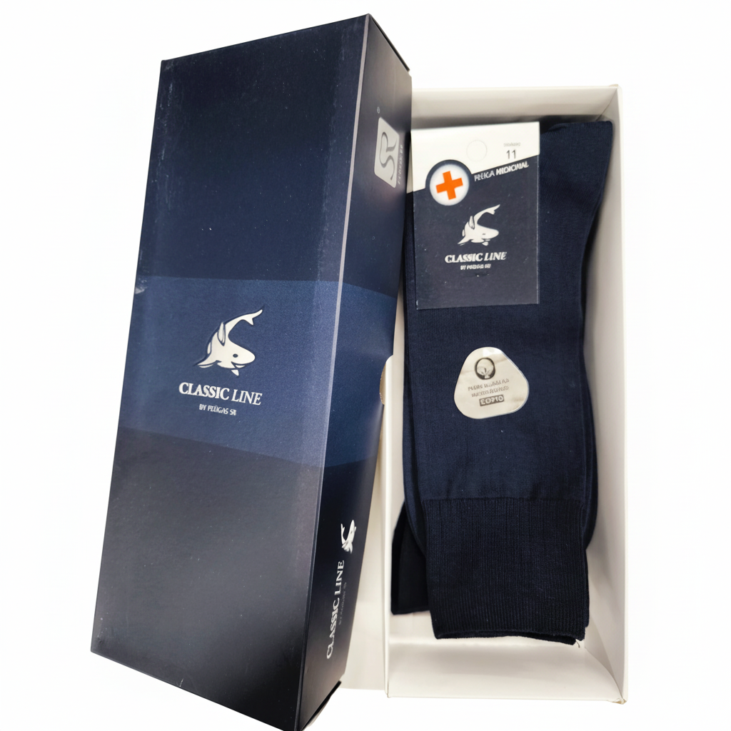 Caixa premium meias algodão mercerizado azul marinho CLASSIC LINE Ref. 906 Senhor Peúgas