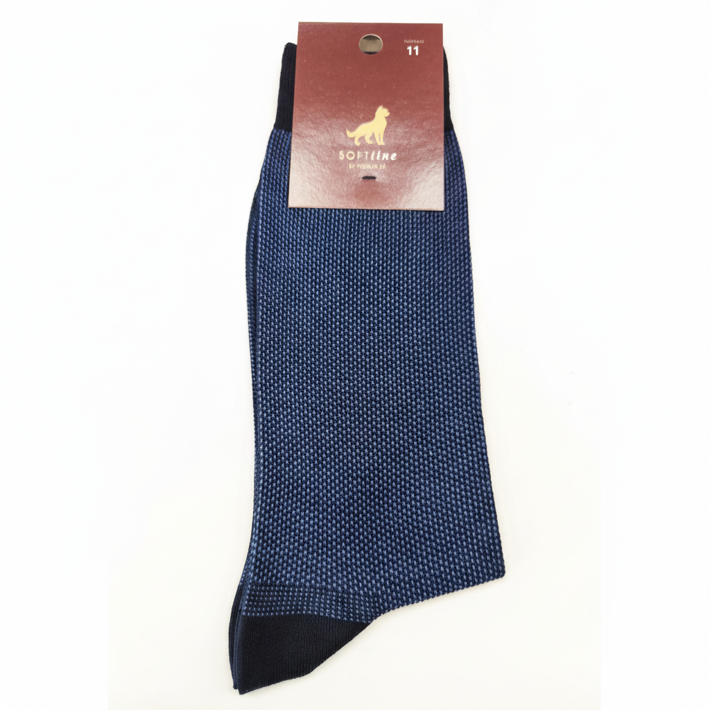Meias de Algodão Ref. 2600 Azul-marinho Olho de Perdiz Senhor Peúgas