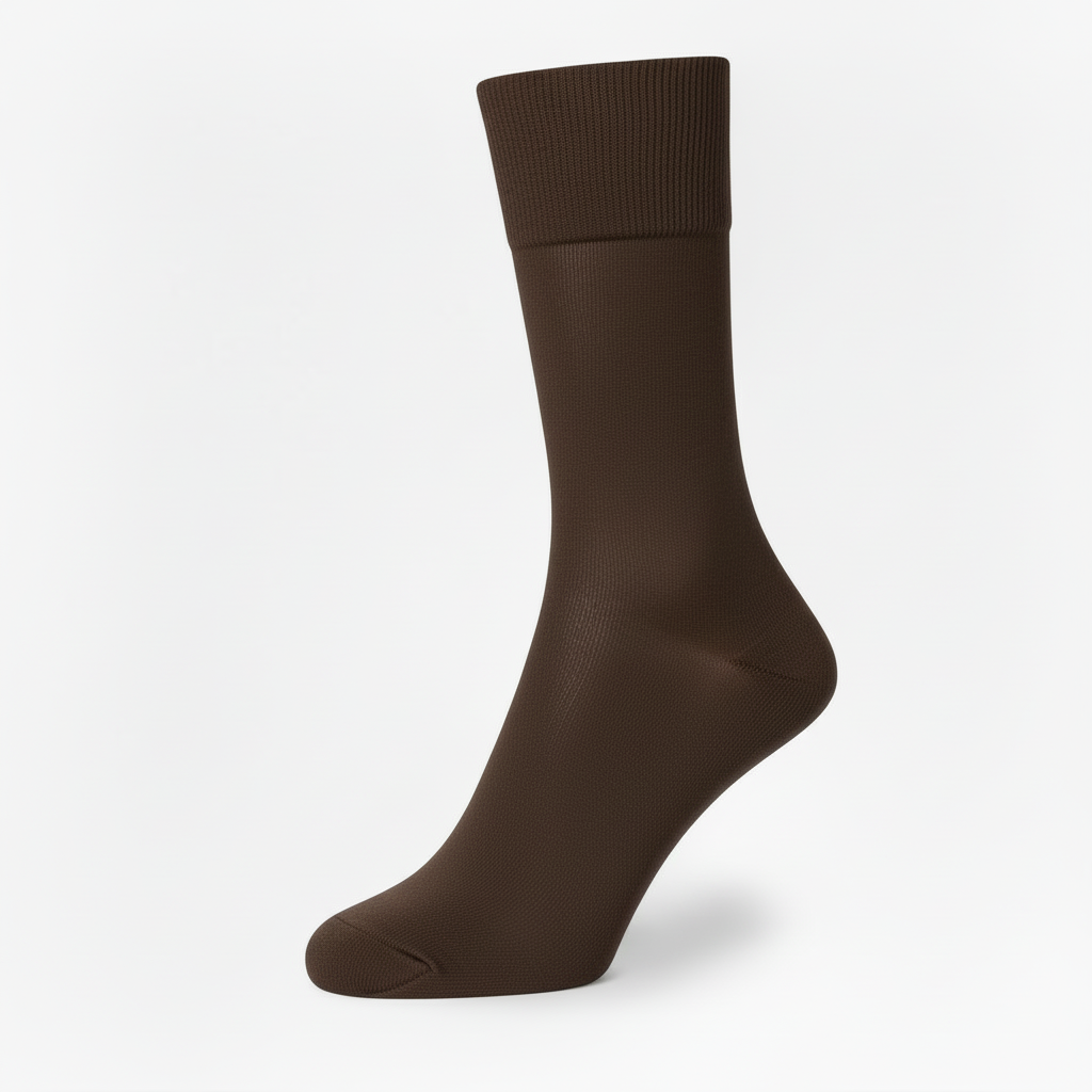 Meias algodao liso seamless cor castanho escuro Ref. 819 Senhor Peugas