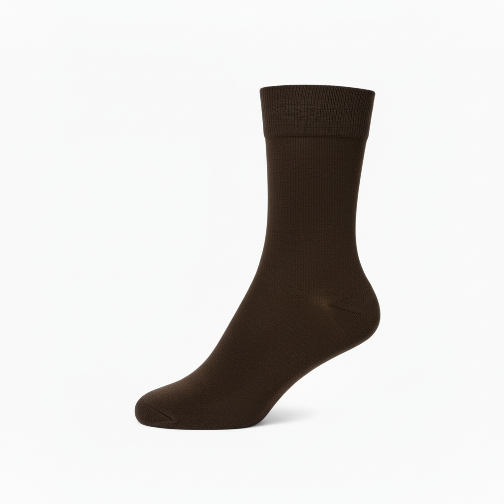 Meias Algodão Punho Medicinal Liso Seamless – Castanho Escuro – Ref. 820 – Senhor Peúgas