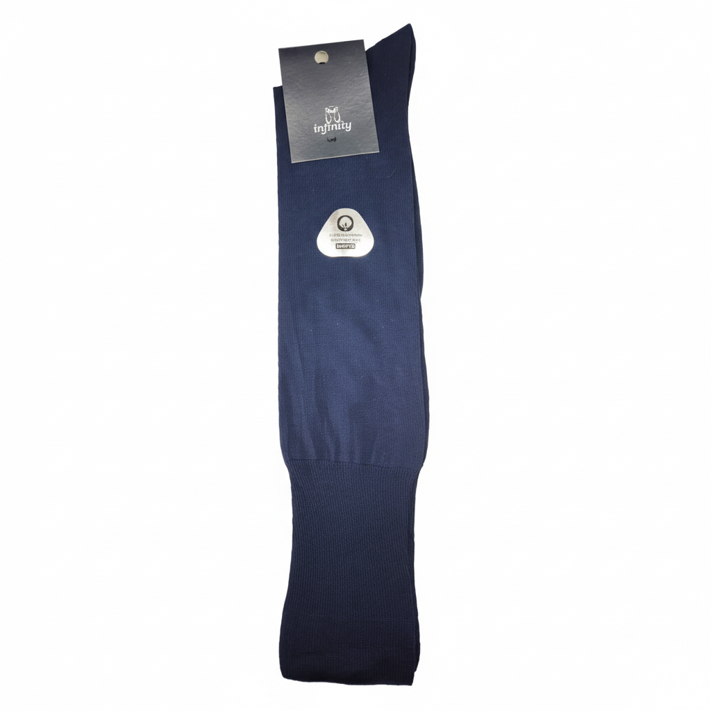 Meias executivas premium algodão Fil d'Escócia liso azul marinho liso Ref. 807ML Senhor Peúgas