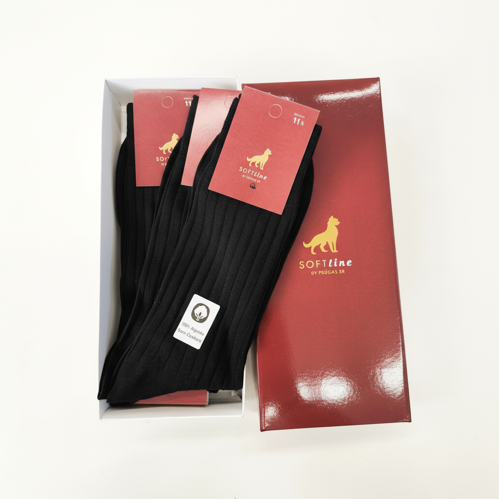 Caixa de Meias 100% algodao canelado seamless uso diario profissional Ref. 701 Senhor Peugas
