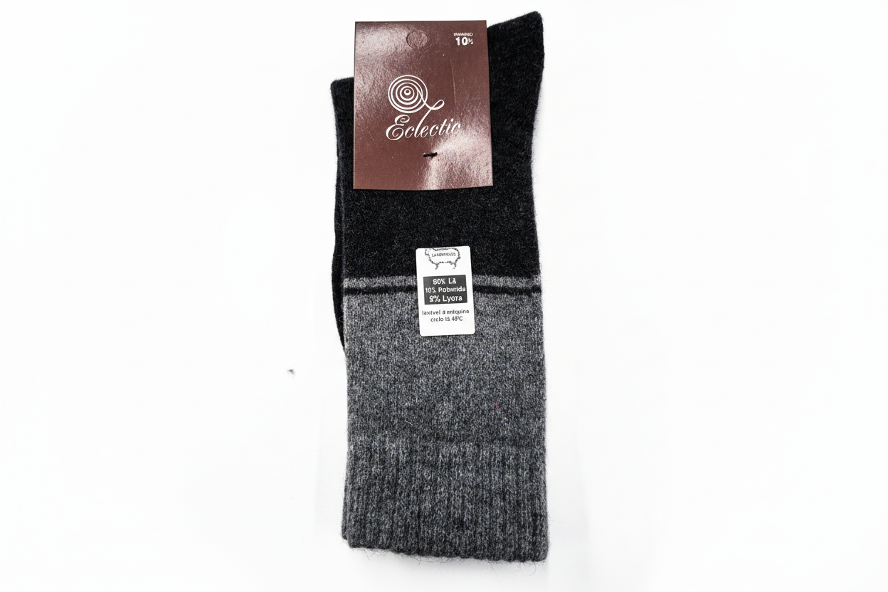 Meias Lambswool Bicolor Cinza e Preto - Ref. 5050 - Senhor Peugas