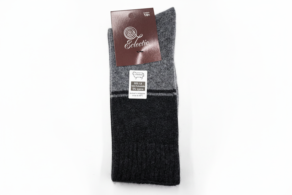 Meias Lambswool Bicolor Antracite e Cinza medio- Ref. 5050 - Senhor Peugas